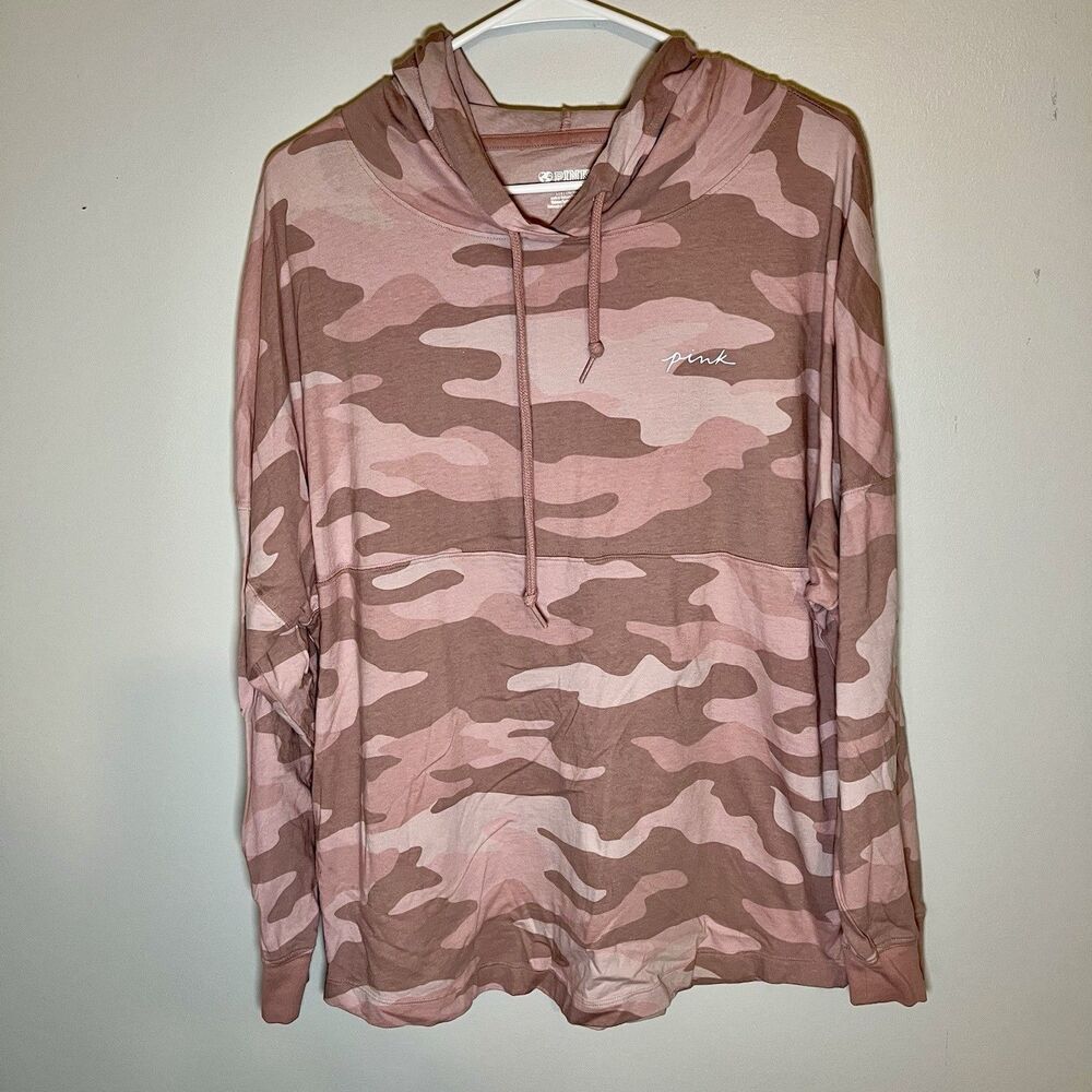 Victoria’s Secret PINK Hoodie Lightweight Shirt Pink Camo Women’s L